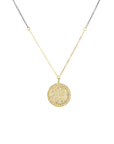 Petite Sol Burst Necklace on Two-Tone Chain - 22k/18k/14k Gold, Oxidized Silver + VS White Diamonds