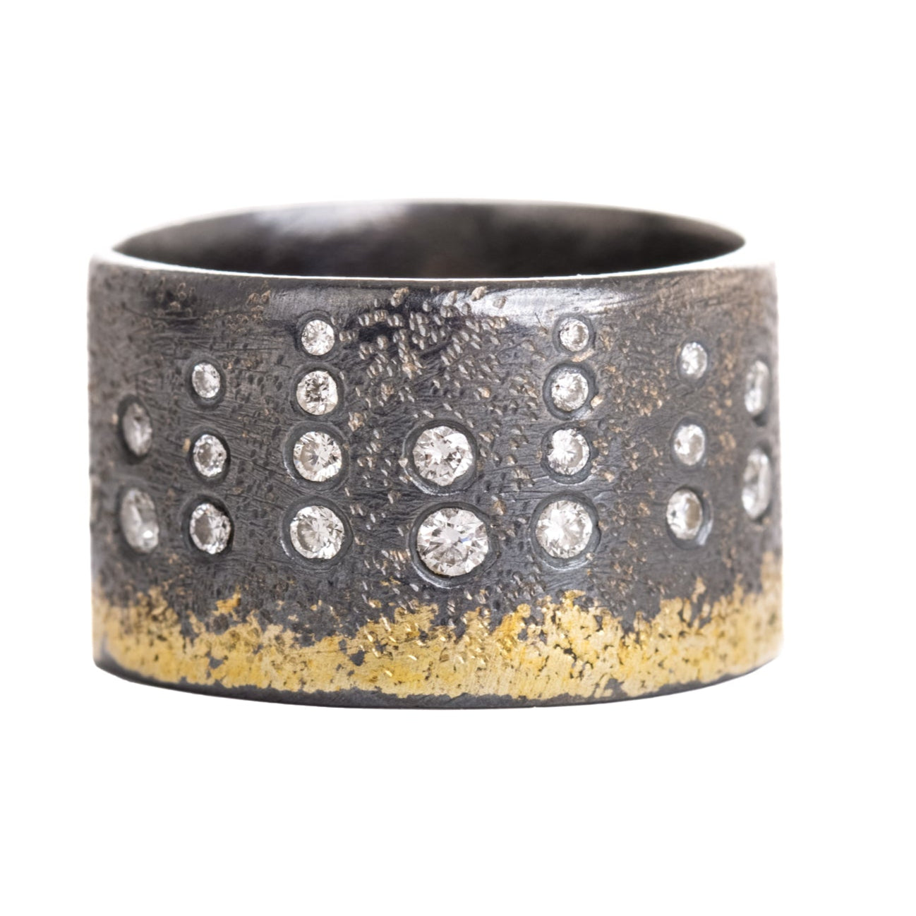 City Lights Band (Diamonds Half Way Around ) - 22ky, Oxidized Silver + VS Diamonds