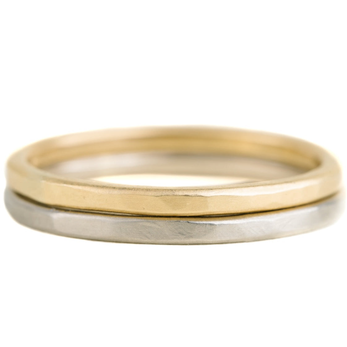 Faceted Stacker  - 18ky Gold, 14kpw Gold