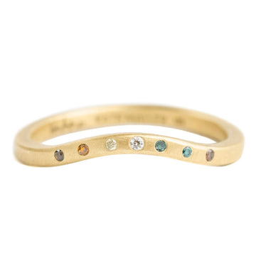 Crown Shadow Band - 18ky Gold + Colored Diamonds