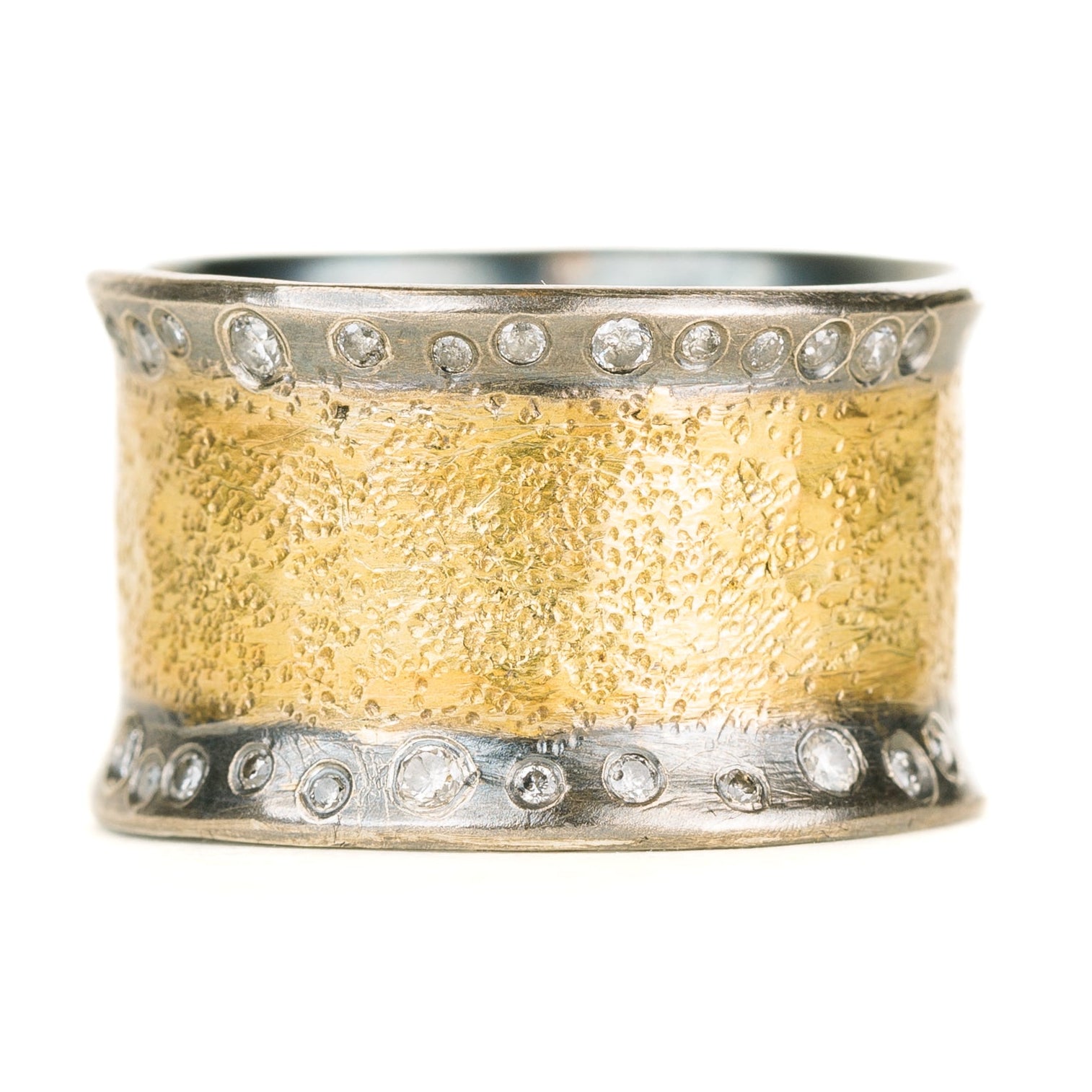 Radiance Band - 18k Gold, Oxidized Silver + Diamonds