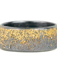 Black + Gold Dusted Band - 22k Gold + Oxidized Argentium Silver