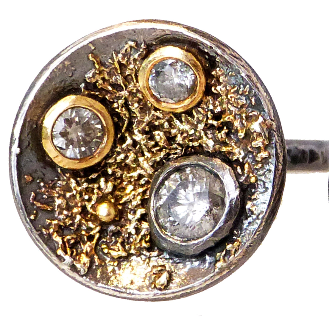 Jolene Ring- 22k/18k Gold, Oxidized Silver + Reclaimed Diamonds