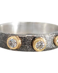 Black + Gold Terra Band - 18k Gold, Oxidized Silver + Reclaimed Diamonds