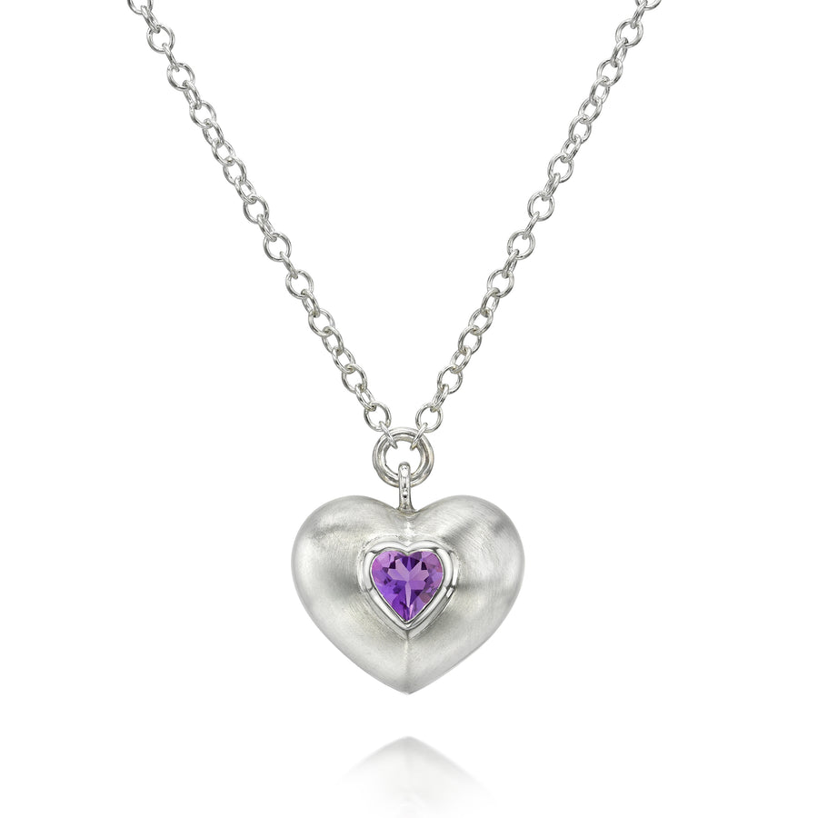 Heart Vessel Necklace - Sterling Silver + Amethyst