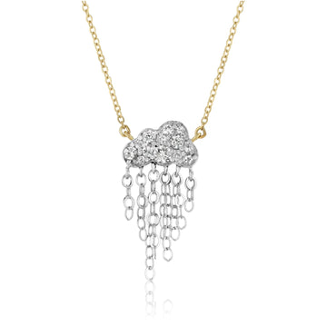 Petite Rain Cloud Necklace - 14k Gold + White Sapphires