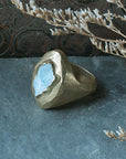 Reflector Ring - Brass + Aquamarine