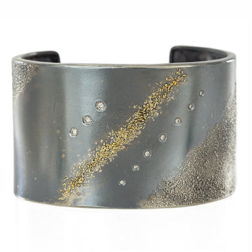 Stargazer Cuff - 22k Gold, Oxidized Silver + Reclaimed Diamonds