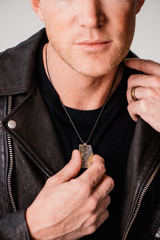 Boulder Necklace - 22k Gold, Oxidized Silver + Black Diamonds - KMJ Kate Maller Jewelry Jewelry - Mens