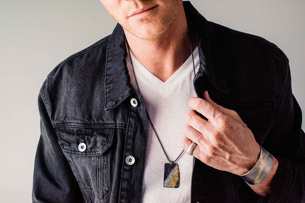 Long Boulder Necklace - 22k Gold, Oxidized Silver - KMJ Kate Maller Jewelry Jewelry - Mens