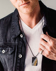 Long Boulder Necklace - 22k Gold, Oxidized Silver - KMJ Kate Maller Jewelry Jewelry - Mens