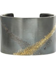 Silver + Gold Slice Cuff - 22k Gold, Oxidized Silver + Black Diamonds