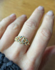 Delicate Scallop Ring - 14ky Gold + Daimonds