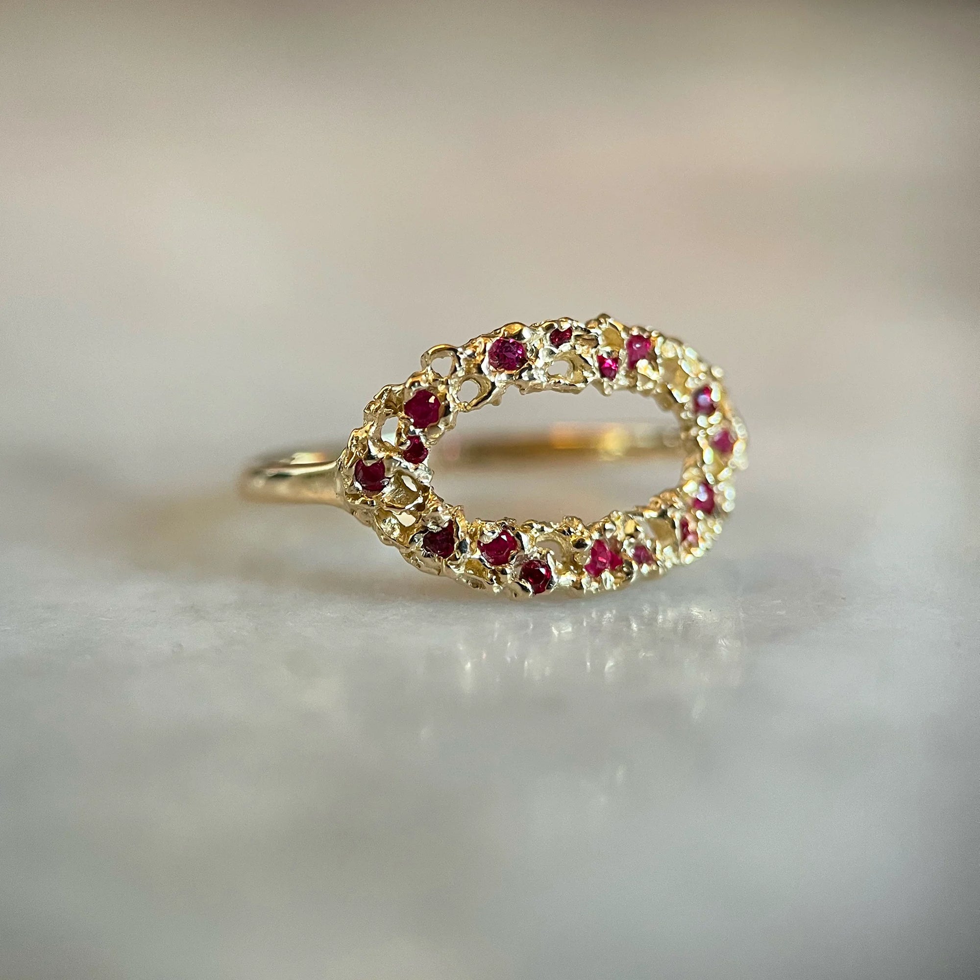 Delicate Oval Ring - 14ky Gold + Diamonds
