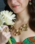 Seed Pod Earring - Brass + Aquamarine