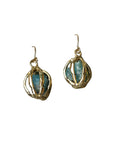 Seed Pod Earring - Brass + Aquamarine