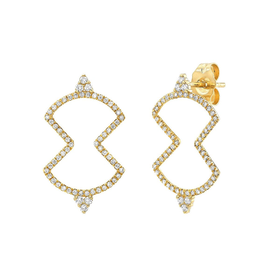 Controlled Chaos Small Flat Shield Post Earrings - 18k Gold + Diamonds