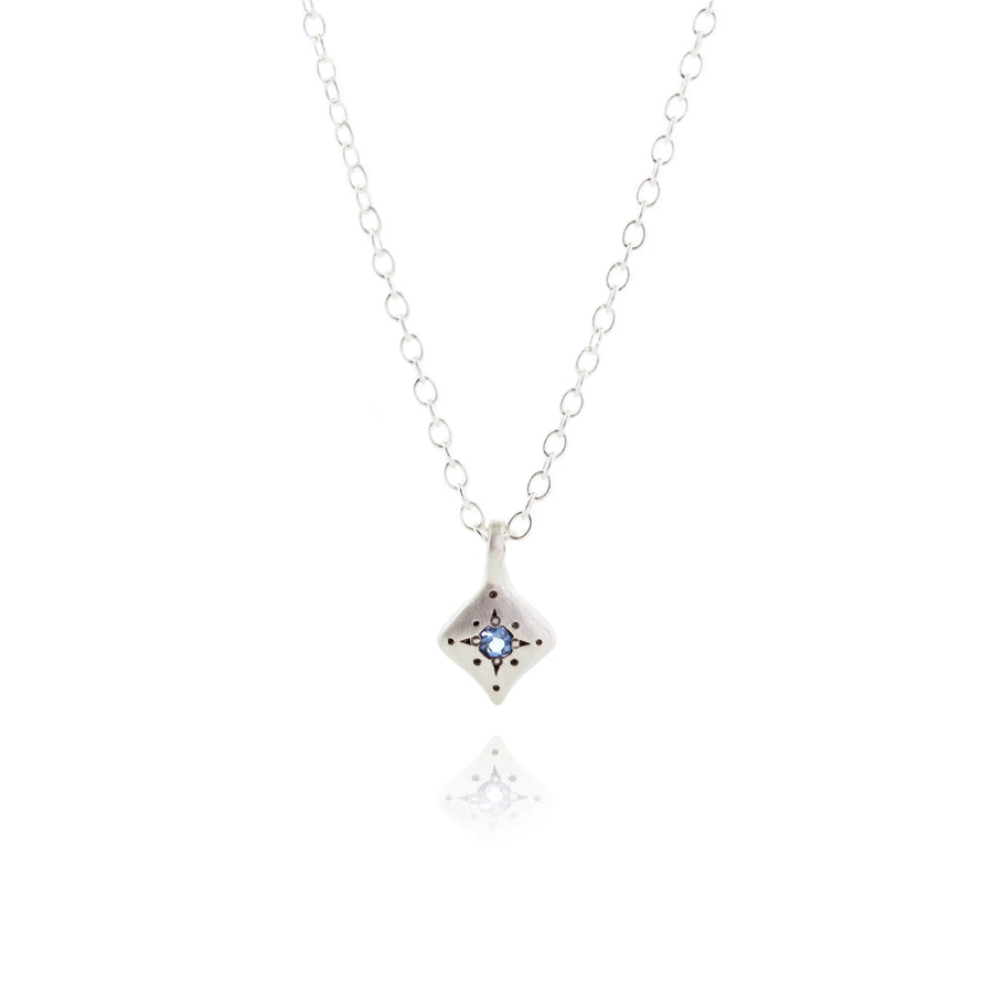 Silver Night Charm Necklace - Sterling Silver + Aquamarine
