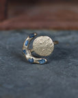 Solar Eclipse Ring - Brass + Blue Sapphire