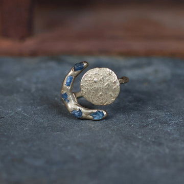 Solar Eclipse Ring - Brass + Blue Sapphire