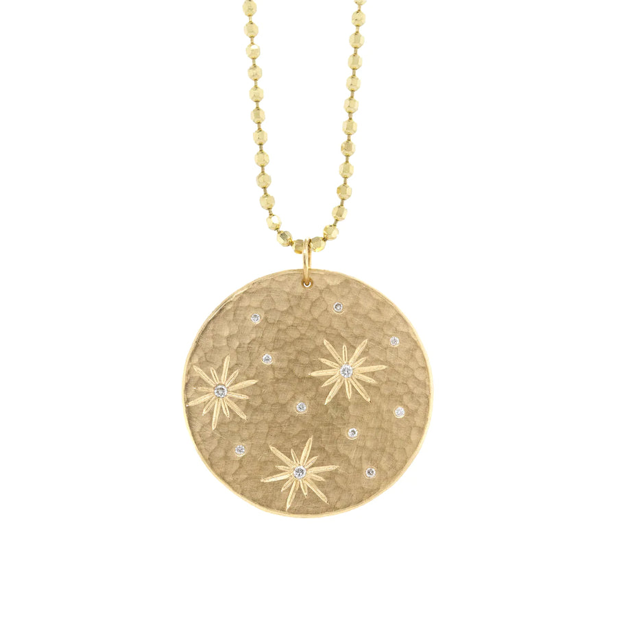 Solar Large Gold Medallion - 14ky + Diamonds