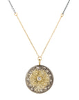 Starburst Necklace on Two-Tone Chain - 22k/18k/14k Gold, Oxidized Silver + VS Diamonds