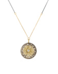 Starburst Necklace on Two-Tone Chain - 22k/18k/14k Gold, Oxidized Silver + VS Diamonds