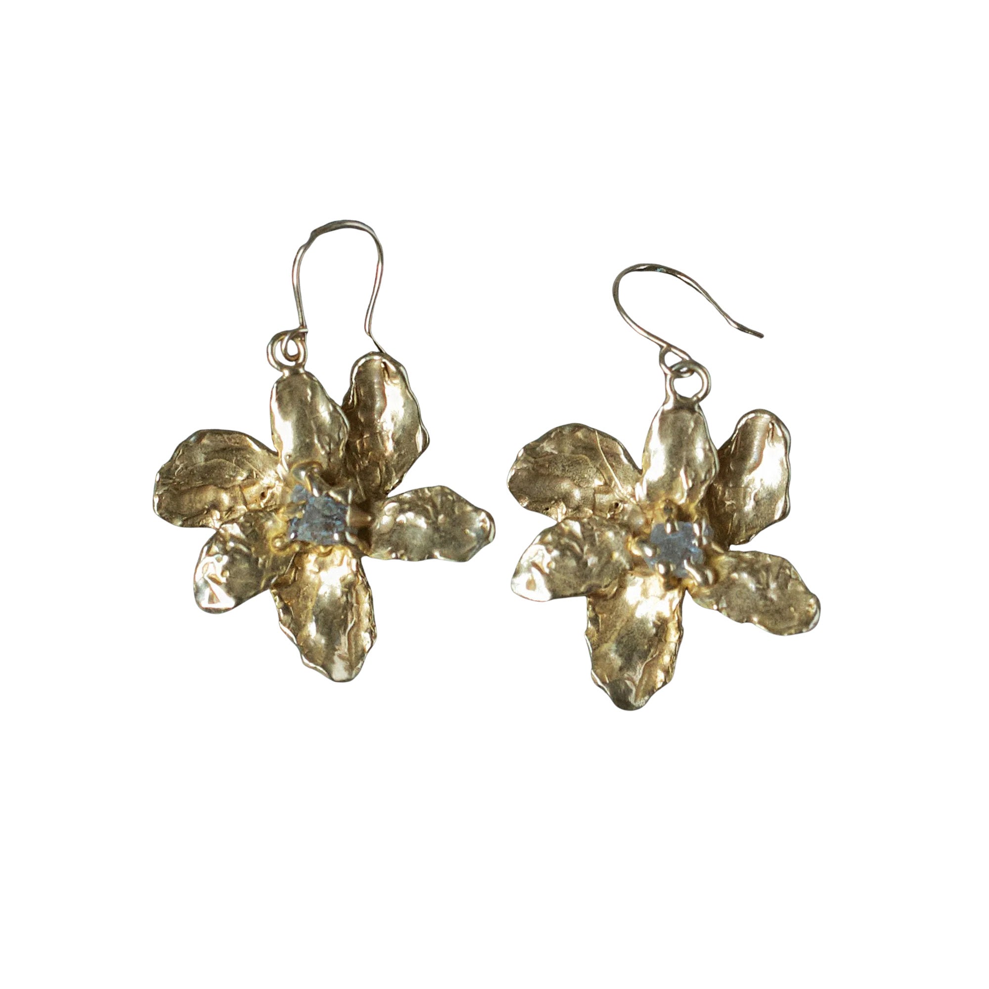 Starflower Earrings - Brass + Labradorite