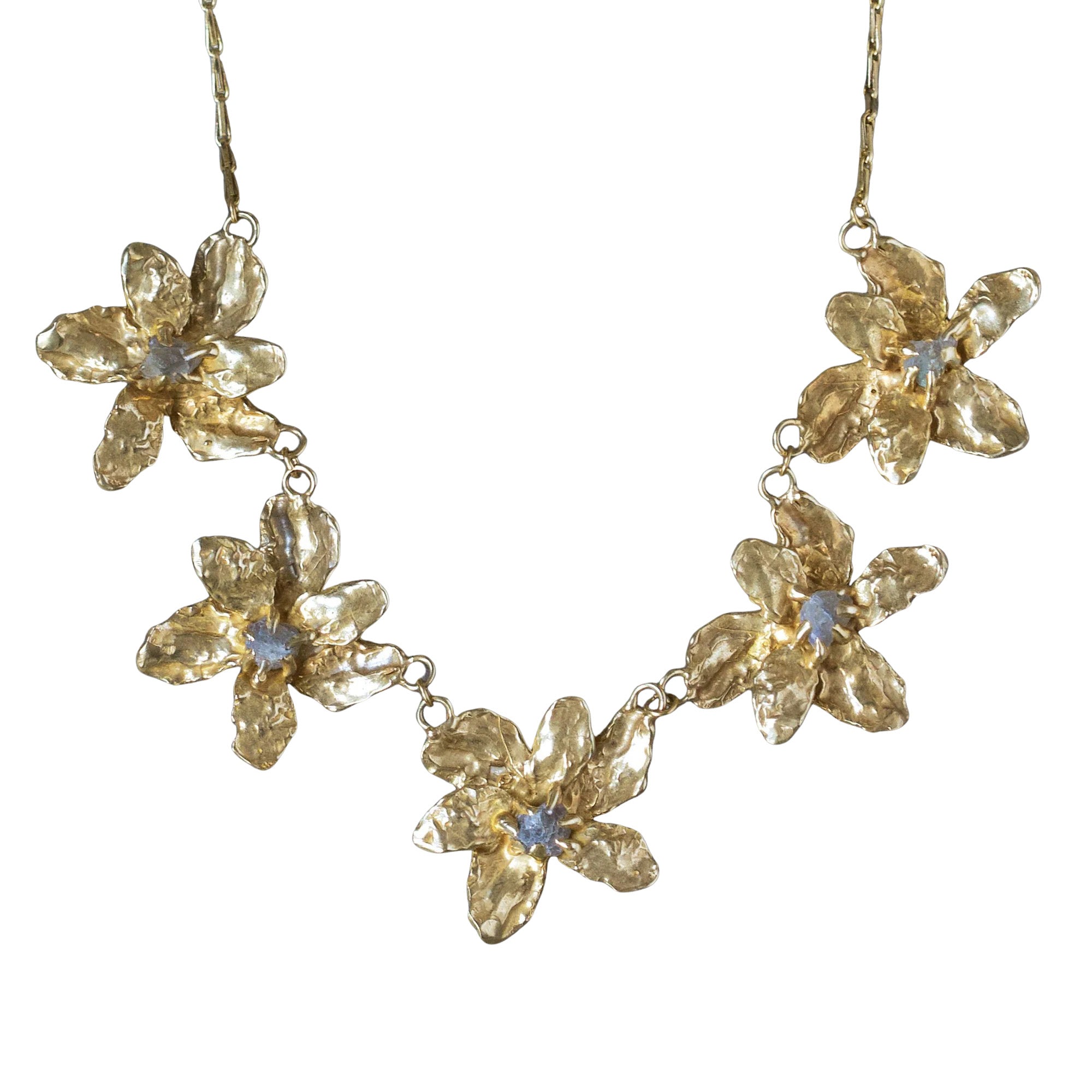 Starflower Necklace - Brass + Labradorite