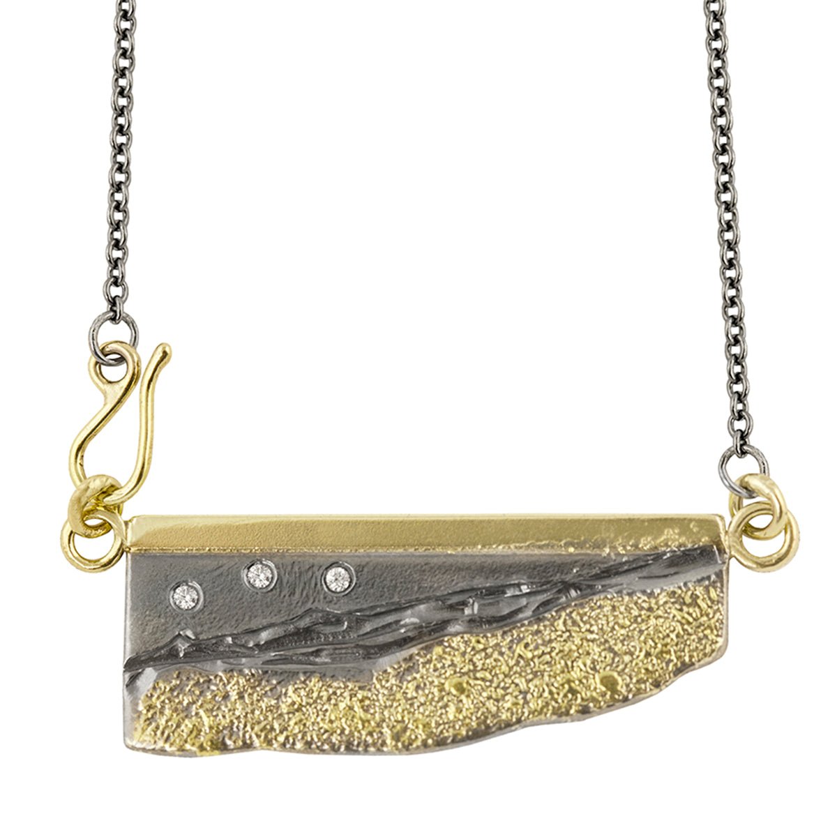 Strata Necklace - 22k/18k Gold, Oxidized Silver + Reclaimed Diamonds - KMJ Kate Maller Jewelry Jewelry - Necklaces