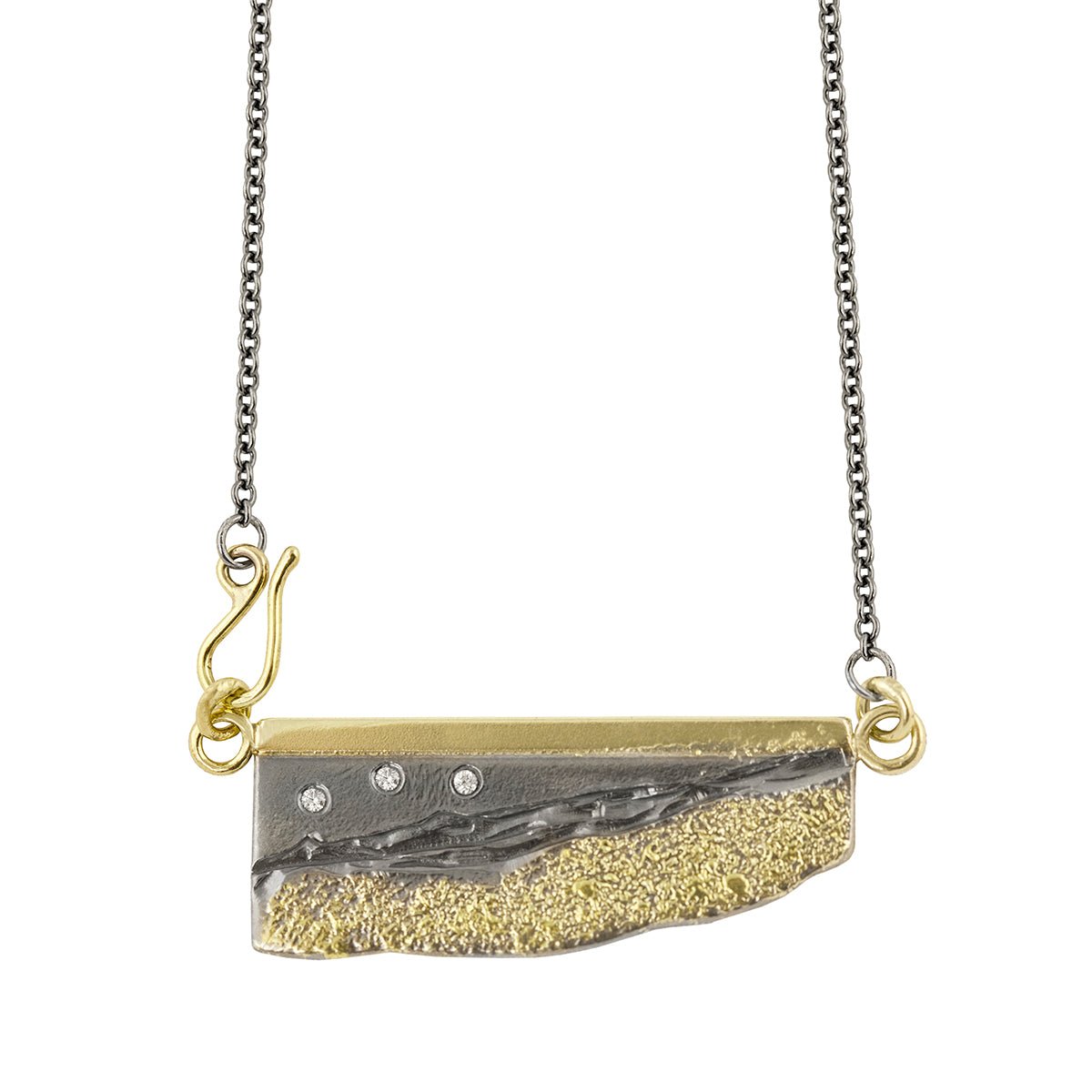 Strata Necklace - 22k/18k Gold, Oxidized Silver + Reclaimed Diamonds - KMJ Kate Maller Jewelry Jewelry - Necklaces