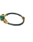 Zambian Emerald Small Stone Ring - 18ky/14kw/14r Gold+ Oxidized Silver