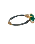 Zambian Emerald Small Stone Ring - 18ky/14kw/14r Gold+ Oxidized Silver