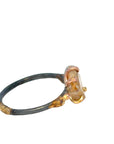 Rutilated Quartz Small Stone Ring - 18ky/14kw/14kr Gold + Oxidized Silver