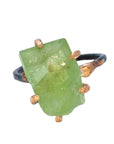Peridot Medium Stone Ring - 14ky Gold + Oxidized Silver