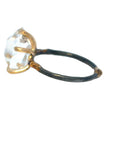 Herkimer Quartz Medium Stone Ring - 14ky Gold + Oxidized Silver