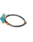 Apatite Small Stone Ring - 18ky/14kw/14kr Gold + Oxidized Silver