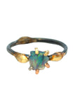 Australian Opal Small Stone Ring - 18ky/14kw/14kr Gold + Oxidized Silver