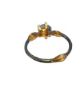 Australian Opal Small Stone Ring - 18ky/14kw/14kr Gold + Oxidized Silver