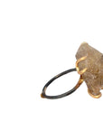 Rutilated Quartz Large Stone Ring - 14ky Gold + Oxidized Silver