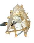 Rutilated Quartz Large Stone Ring - 14ky Gold + Oxidized Silver