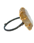 Rutilated Quartz Medium Stone Ring - 14ky Gold + Oxidized Silver