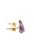 Amethyst Small Stone Studs - 14ky Gold