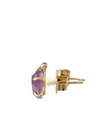 Amethyst Small Stone Studs - 14ky Gold