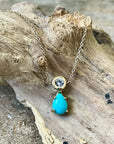 Dearest Pendant - 14k Gold, Turquoise + White Sapphire