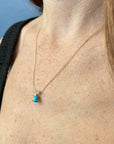 Dearest Pendant - 14k Gold, Turquoise + White Sapphire