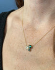 Treasure Trove Pendant - 14k Gold, White Sapphire, Emerald + Turquoise