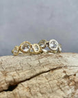 Sunburst Trio Ring - 14k Gold + White Sapphires