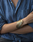 Undertow Cuff - Brass + Aquamarine