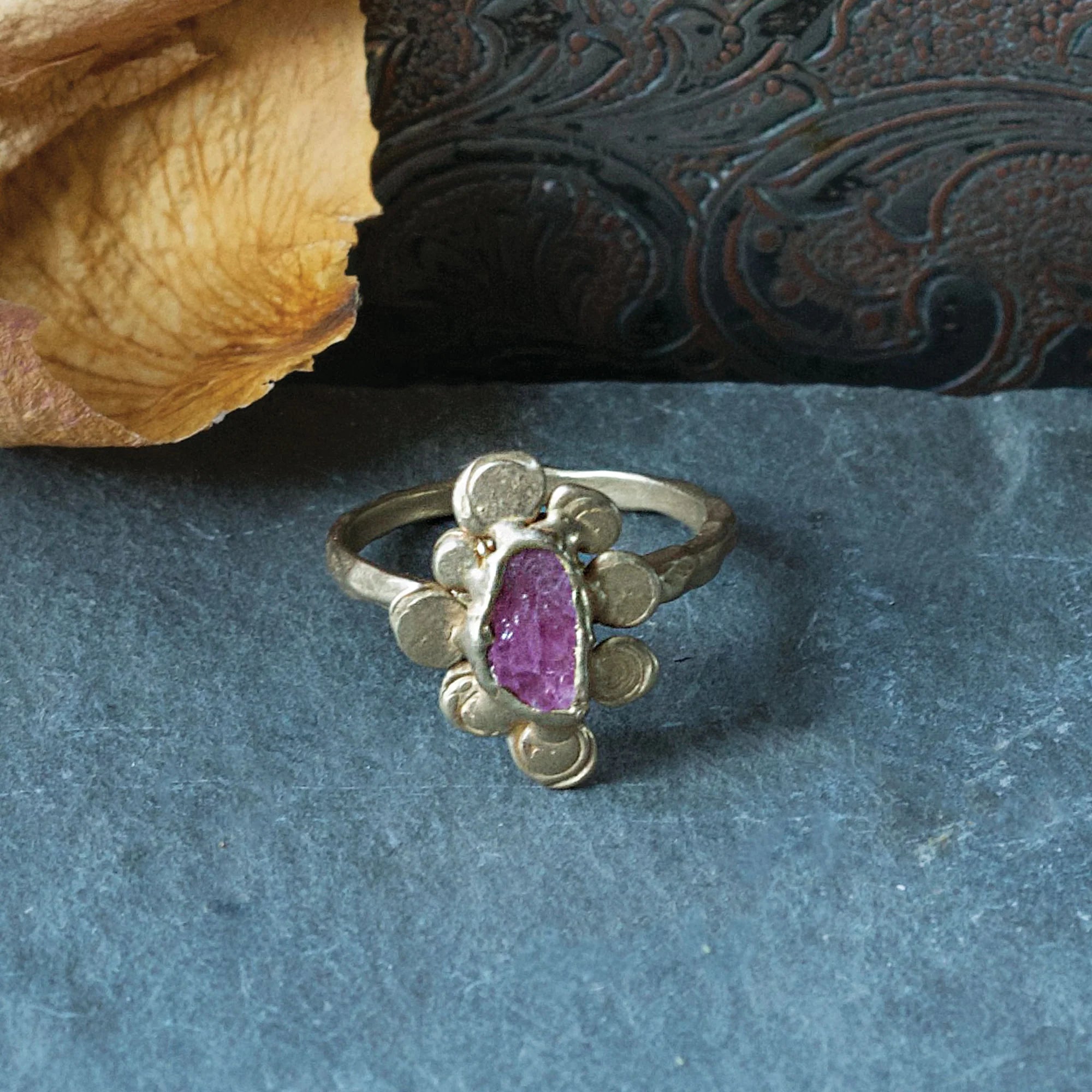 Vanity Ring - Brass + Ruby